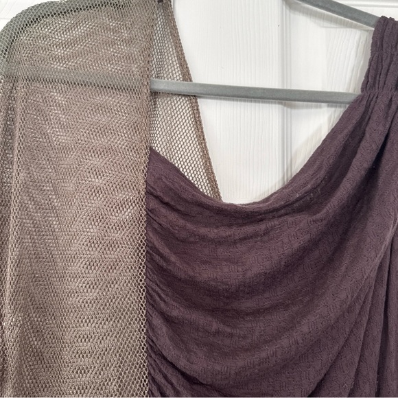 Free People One-Shoulder Draped Top in Mauve and Taupe Mesh - Picture 2 of 9